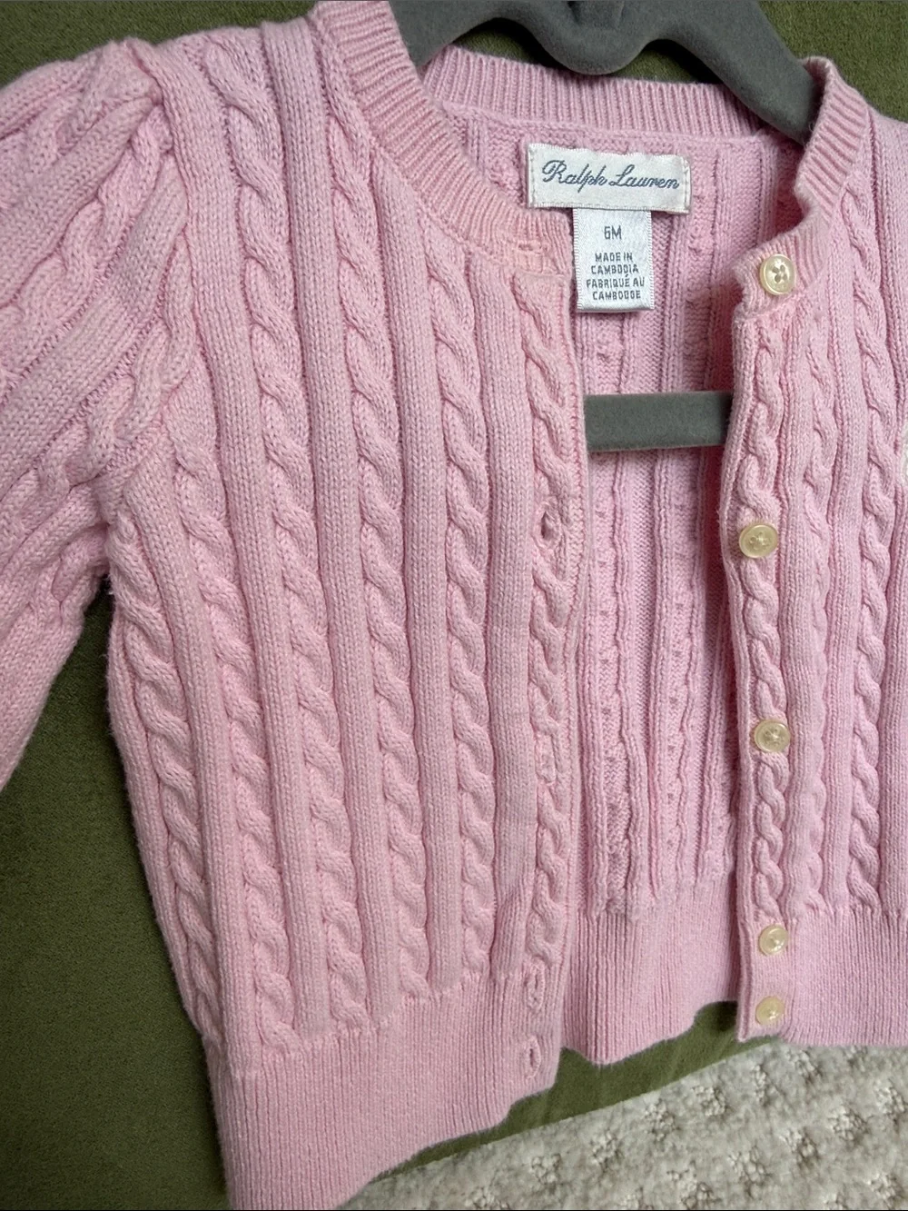 Ralph Lauren Baby Pink Cable Knit Cardigan - Baby